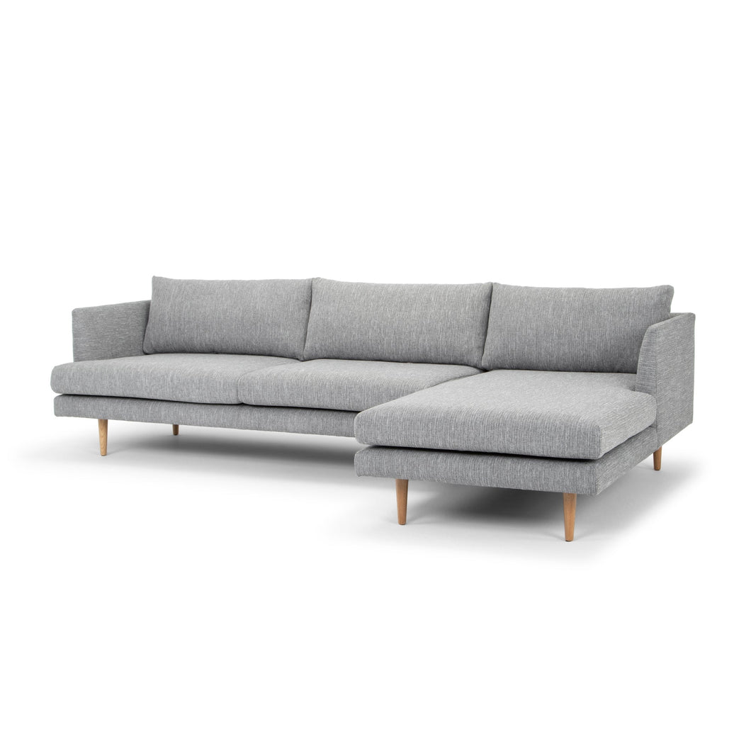 Mila 3 Seater Sofa With Right Chaise - Graphite Grey - Boho Bliss