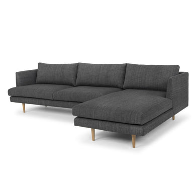 Mila 3 Seater Sofa With Right Chaise - Metal Grey - Boho Bliss