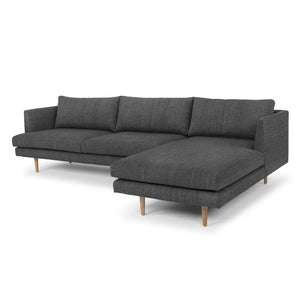 Mila 3 Seater Sofa With Right Chaise - Metal Grey - Boho Bliss