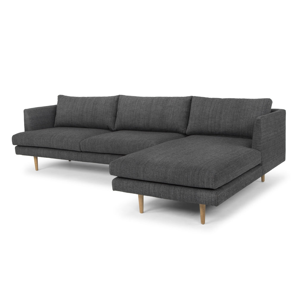 Mila 3 Seater Sofa With Right Chaise - Metal Grey - Boho Bliss