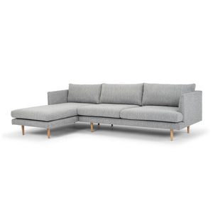 Mila 3 Seater With Left Chaise Sofa - Graphite Grey With Natural Legs - Boho Bliss