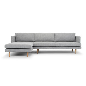 Mila 3 Seater With Left Chaise Sofa - Graphite Grey With Natural Legs - Boho Bliss