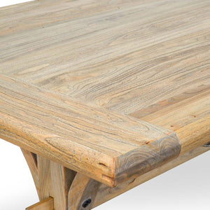 Mirae Reclaimed Elm Wood Dining Table 2m - Natural - Boho Bliss
