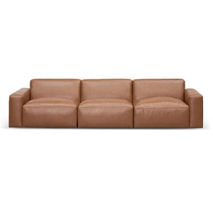 Monterey Leather Sofa - Caramel Brown - Boho Bliss
