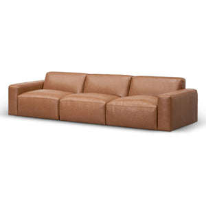 Monterey Leather Sofa - Caramel Brown - Boho Bliss