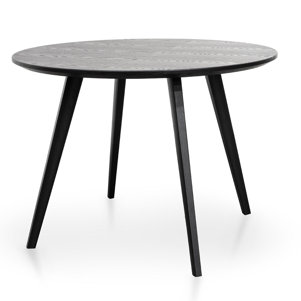 Neve 100cm Round Dining Table - Black Veneer Top/Black Legs – Boho Bliss