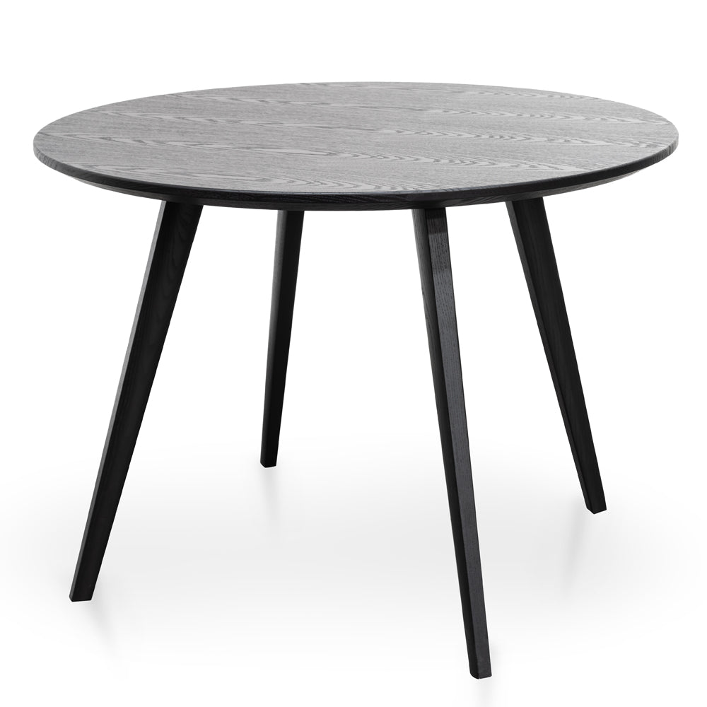 Neve 100cm Round Dining Table - Black Veneer Top/Black Legs - Boho Bliss