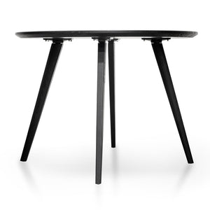Neve 100cm Round Dining Table - Black Veneer Top/Black Legs - Boho Bliss