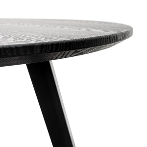 Neve 100cm Round Dining Table - Black Veneer Top/Black Legs - Boho Bliss