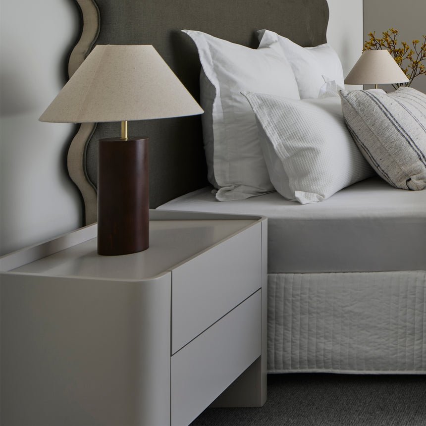 Noir Edge Bedside Table - Warm Grey - Boho Bliss