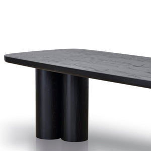 Nox 2.4m Dining Table - Full Black - Boho Bliss