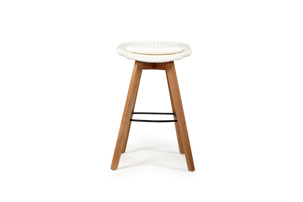 Oceanic Outdoor Backless Bar Stool - White - Boho Bliss