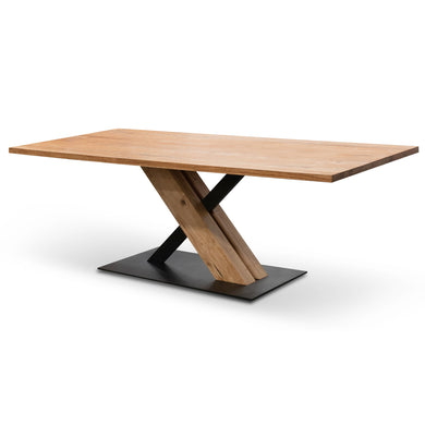 Oka Dining Table 2.2m - Wooden Metal Base - Boho Bliss