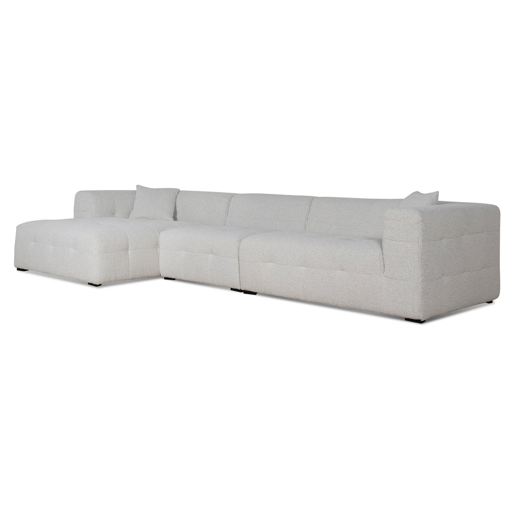 Paloma 4 Seater Left Chaise Sofa - Pearl Boucle - Boho Bliss