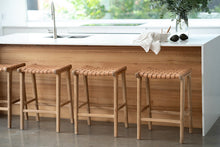 Load image into Gallery viewer, Pasadena Leather Saddle Stool - Natural Woven - Boho Bliss