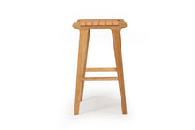 Load image into Gallery viewer, Pasadena Leather Saddle Stool - Natural Woven - Boho Bliss