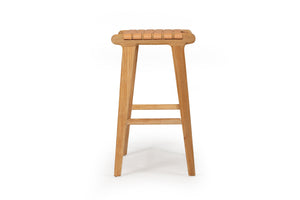 Pasadena Leather Saddle Stool - Natural Woven - Boho Bliss