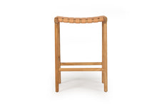 Load image into Gallery viewer, Pasadena Leather Saddle Stool - Natural Woven - Boho Bliss