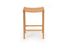 Load image into Gallery viewer, Pasadena Leather Saddle Stool - Natural Woven - Boho Bliss