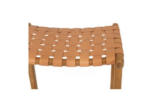 Load image into Gallery viewer, Pasadena Leather Saddle Stool - Natural Woven - Boho Bliss