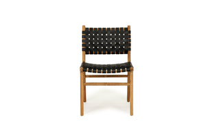 Pasadena Woven Leather Dining Chair - Black - Boho Bliss