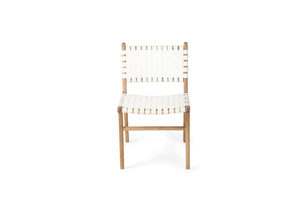Pasadena Woven Leather Dining Chair - White - Boho Bliss