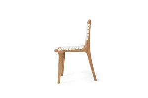 Pasadena Woven Leather Dining Chair - White - Boho Bliss