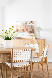 Pasadena Woven Leather Dining Chair - White - Boho Bliss