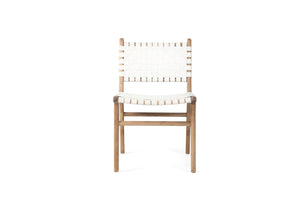 Pasadena Woven Leather Dining Chair - White - Boho Bliss