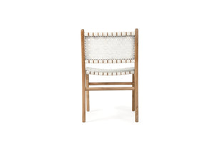 Pasadena Woven Leather Dining Chair - White - Boho Bliss