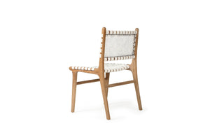 Pasadena Woven Leather Dining Chair - White - Boho Bliss