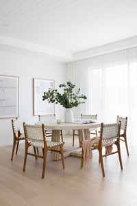 Pasadena Woven Leather Dining Chair - White - Boho Bliss