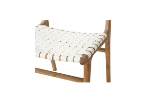 Pasadena Woven Leather Dining Chair - White - Boho Bliss