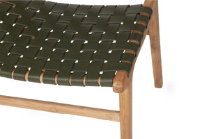 Pasadena Woven Leather Side Chair - Olive - Boho Bliss