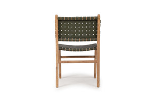 Pasadena Woven Leather Side Chair - Olive - Boho Bliss