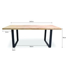 Load image into Gallery viewer, Piede Reclaimed Elm Wood Dining Table 2.4m - Rustic Natural - Boho Bliss