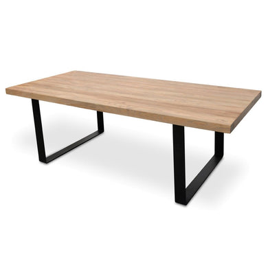 Piede Reclaimed Elm Wood Dining Table 2.4m - Rustic Natural - Boho Bliss