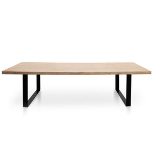 Piede Reclaimed Elm Wood Dining Table 3m - Rustic Natural - Boho Bliss