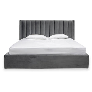 Rothley Queen Bed - Charcoal Velvet - Boho Bliss