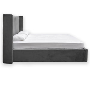 Rothley Queen Bed - Charcoal Velvet - Boho Bliss