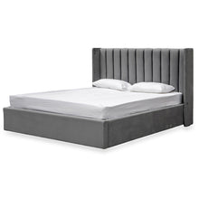 Load image into Gallery viewer, Rothley Queen Bed - Charcoal Velvet - Boho Bliss