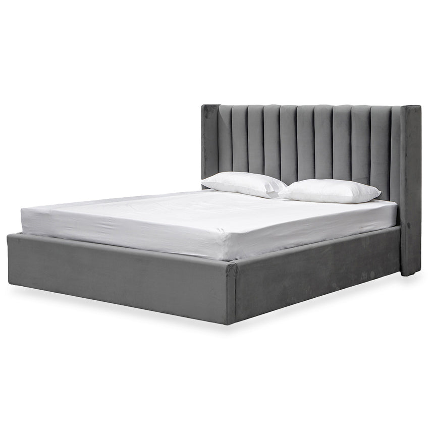 Rothley Queen Bed - Charcoal Velvet - Boho Bliss