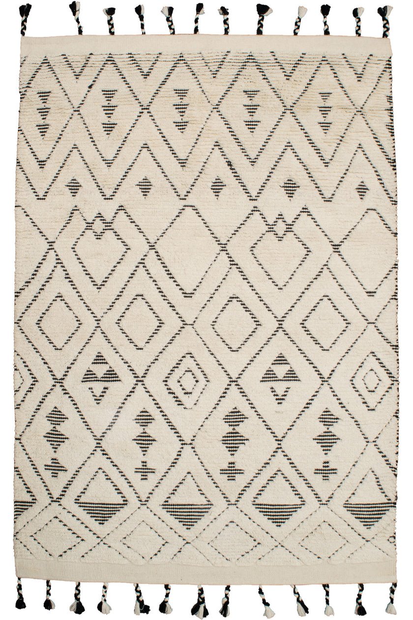 Sahara Diamond Rug 250x300 - Ivory/Charcoal - Boho Bliss