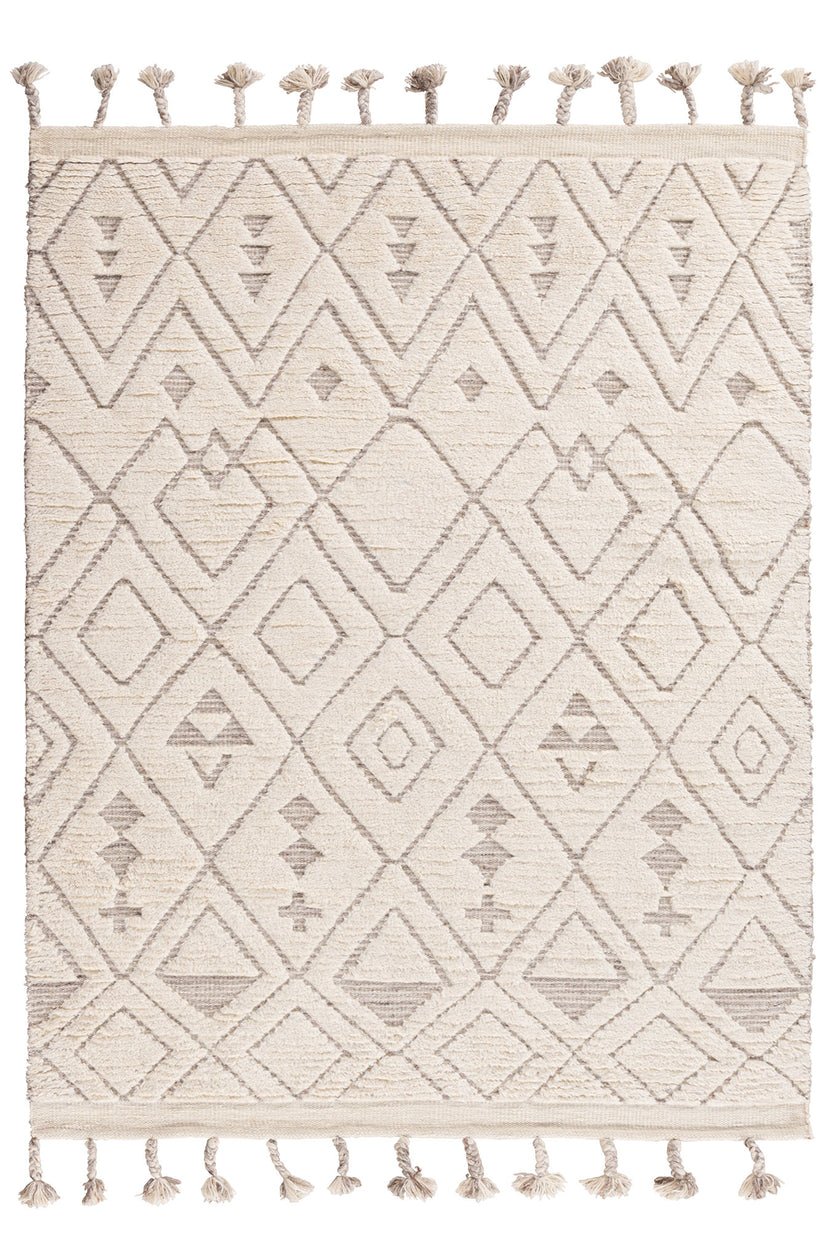 Sahara Diamond Rug 250x350 - Ivory/Taupe - Boho Bliss