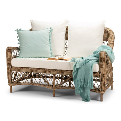 Tia 2 Seat Sofa - Kubu Grey with White Fabric - Boho Bliss