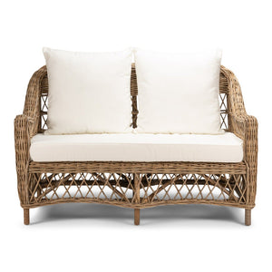 Tia 2 Seat Sofa - Kubu Grey with White Fabric - Boho Bliss