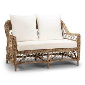 Tia 2 Seat Sofa - Kubu Grey with White Fabric - Boho Bliss