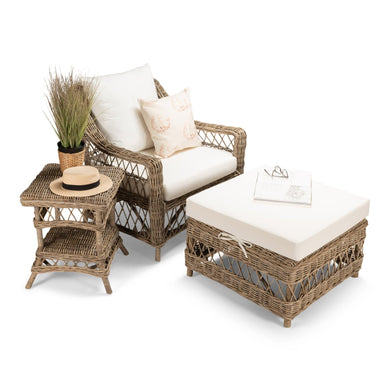 Tia Arm Chair with Ottoman - Kubu Grey - Boho Bliss