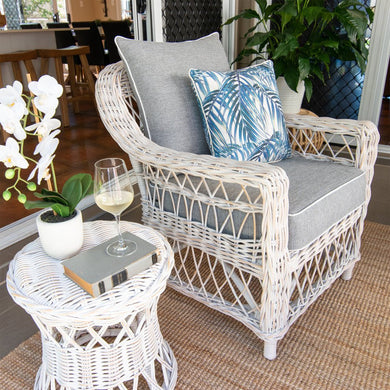 Tia Side Table - White Washed - Boho Bliss