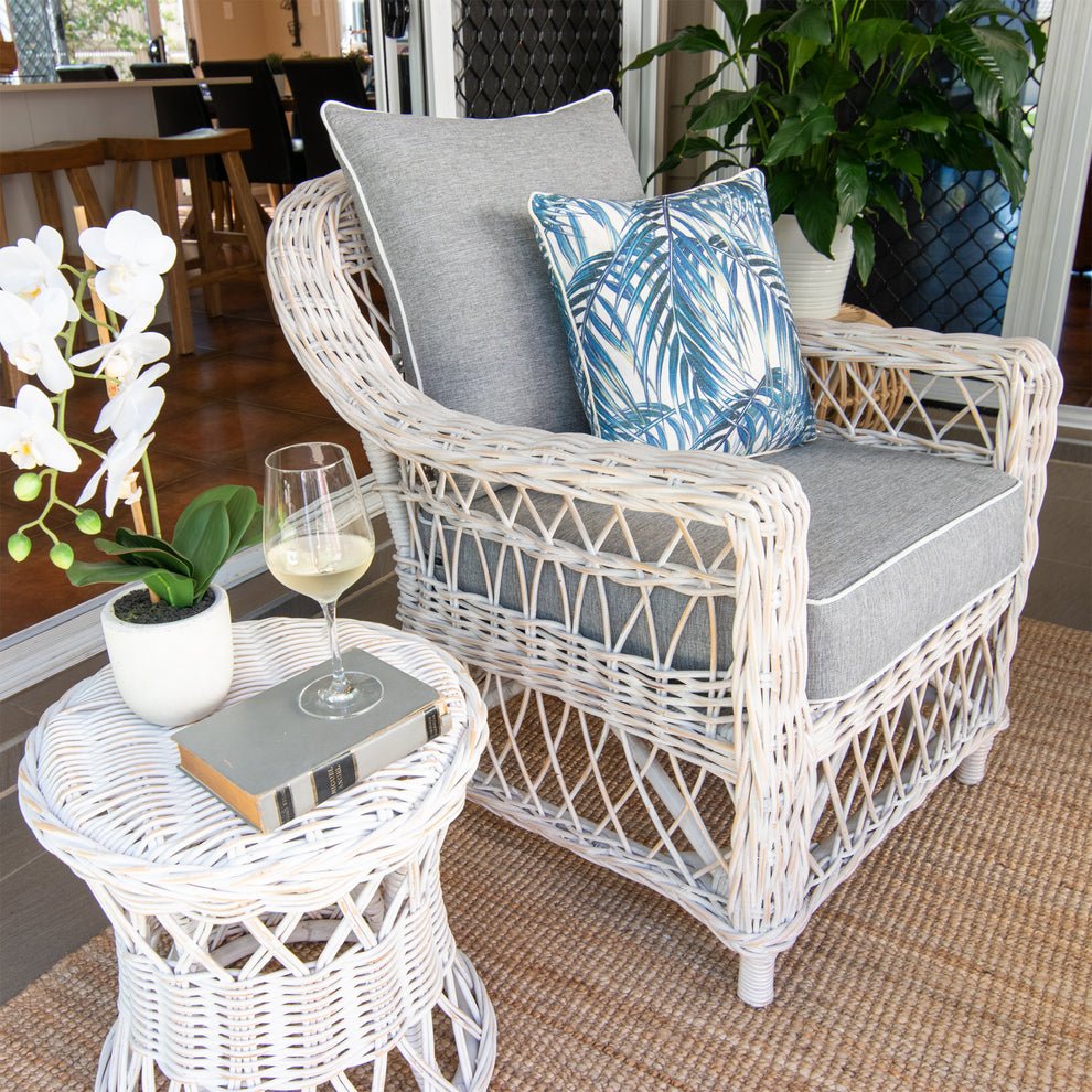 Tia Side Table - White Washed - Boho Bliss